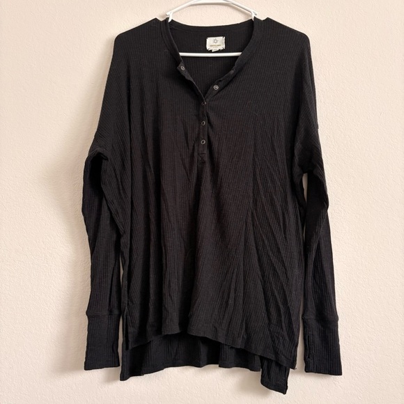 aerie Tops - Aerie Black Ribbed Oversized Long Sleeve Top - size S